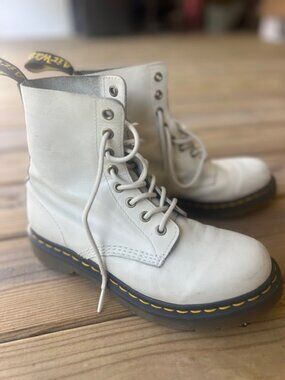 Doc Marten Ivory Lace-Up Combat Boots